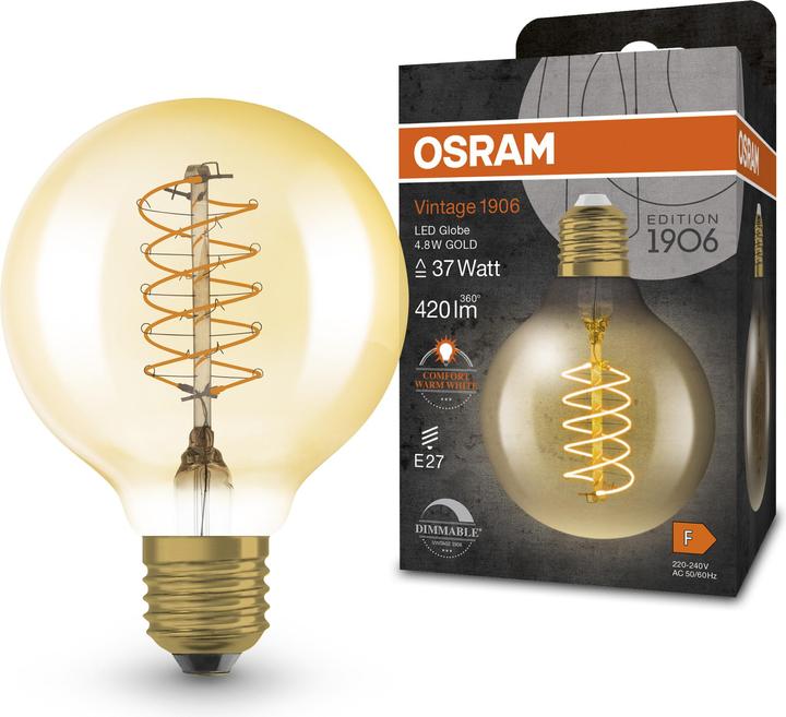Actual product image Osram Vintage-Lampe (E27, 4.80 W, 420 lm, 1 x, F)
