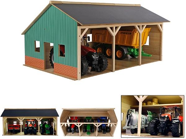 Produktbild Kids Globe Farming Agricultural Shed Wood für 3 Traktoren