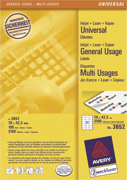 Actual product image Avery universal labels