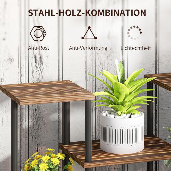 Produktbild Swisshandel24 4-Etagen Pflanzenständer, 61,5 cm hoch, Holz, Verkohlt