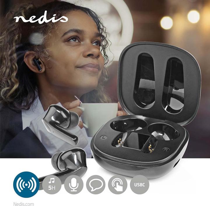 Produktbild Nedis Vollständig drahtlose Kopfhörer | Bluetooth® | max. Batteriespielzeit: 5 Std | Berührungssteue (ANC, 5 h, Kabellos)