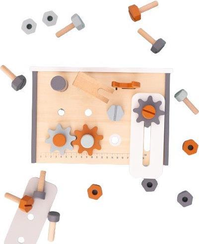 Actual product image Activity Board Wooden workbench, toolbox with name, wooden toy boy, christening gift boy