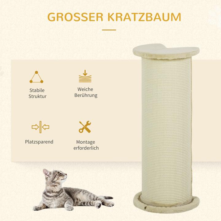 Image du produit PawHut Planche à gratter pour les coins avec dispositif anti-basculement (85 cm, Blanc crème)