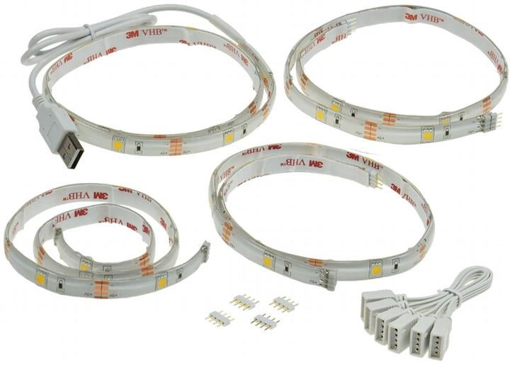 Produktbild König Design LED Stripe Set TV Hintergrundbeleuchtung USB, 4x 50cm, warmweiss 3000K Fernseher Ambient (40 cm, Indoor)