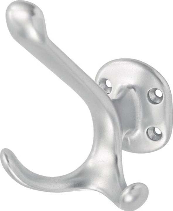 Produktbild Hermeta Huthaken 0028 zweifach Ausladung 90 mm Aluminium silberfarbig eloxiert Höhe 100 mm