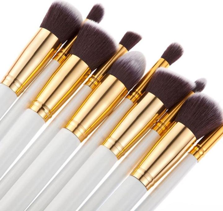 Produktbild JTI Make-up-Pinsel-Set 10-teilig - Weiss und Gold (Set)