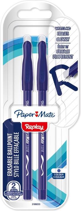 Produktbild Paper Mate Radierbare Kulli REPLAY 2er M (Blau, 2 x)