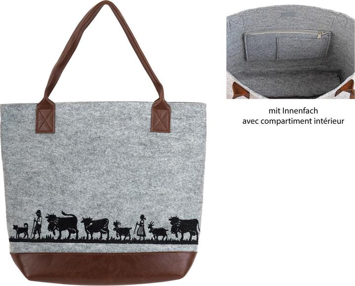 Immagine prodotto Angela Bruderer Shopper in feltro grigio con ricamo "Alpaufzug