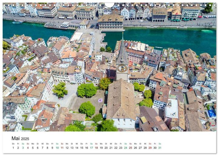 Produktbild Luftbildkalender Zrich (Wandkalender 2025 DIN A3 quer), Monatskalender (A3, Deutsch)