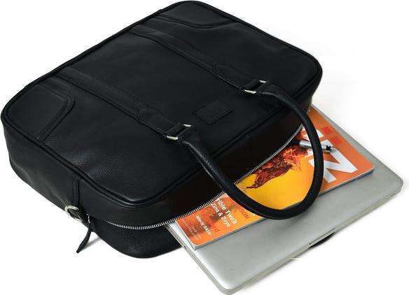 Actual product image Only-Bags.Store Texas black leather briefcase