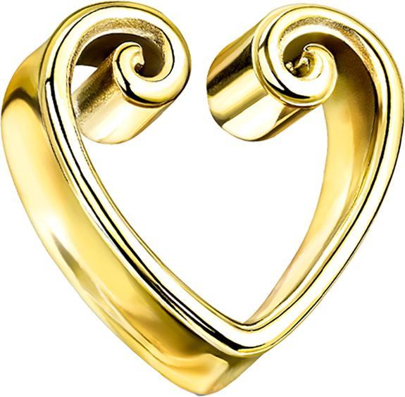 Produktbild Star Piercing Flared Tunnel vergoldet Vintage Herz (Chirurgenstahl 316L, ohne Messing)