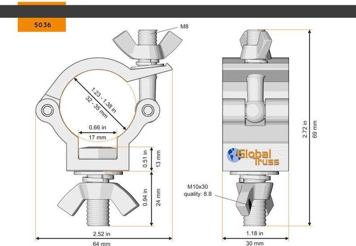 Image du produit Global Truss Half Coupler Small 32-35/30/75kg