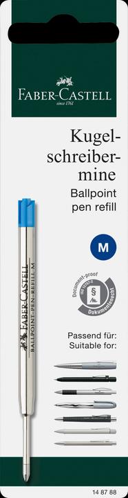 Image du produit Faber-Castell Castell 148788 - Mine de stylo à bille, Mine M, bleu (Recharger, Bleu, 0.40 mm)