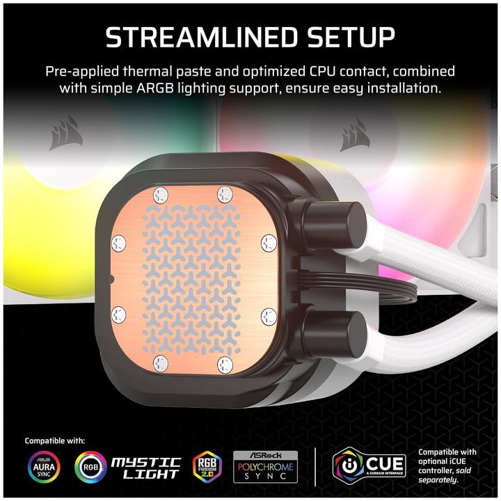Actual product image Corsair NAUTILUS 360 ARGB White, 360mm Radiator, Liquid CPU Cooler