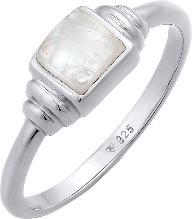 Elli PREMIUM Ring Mondstein Quadrat Vintage 925 Silber