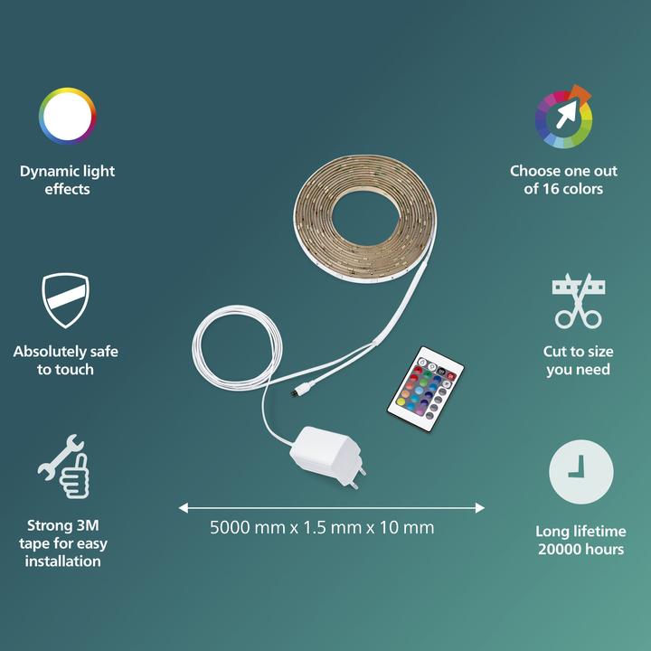 Image du produit Philips Bande lumineuse à LED (Multicolore, 500 cm, Intérieur)