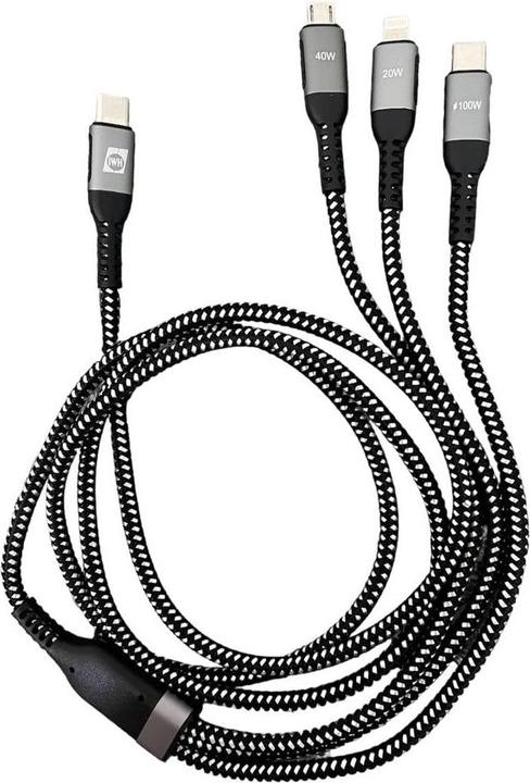 Produktbild IWH USB-Ladekabel USB-C®, USB-Micro-A Buchse, Apple Lightning Stecker 1.2 m 0 (1.20 m, USB 3.0)