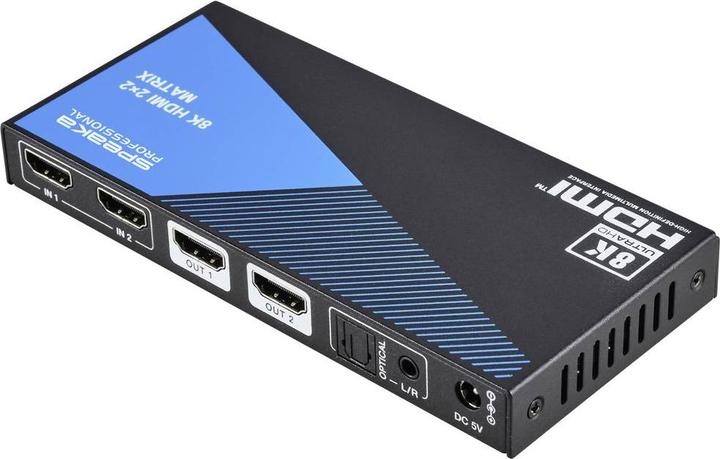 Produktbild SpeaKa Professional SP-11571776 2+2 Port HDMI-Matrix-Switch Ultra HD-fähig 7680 x 4320 Pixel Schwar