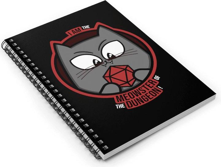 Produktbild Glass Staff Notizbuch Meowster of the Dungeon Schwarz/Grau (Liniert, Harter Einband)