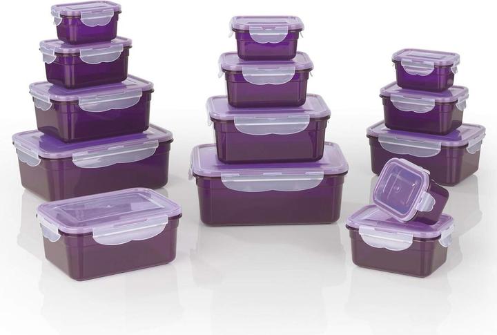 Actual product image Gourmetmaxx Food Storage Boxes, Purple Set of 14 (2.10 l)
