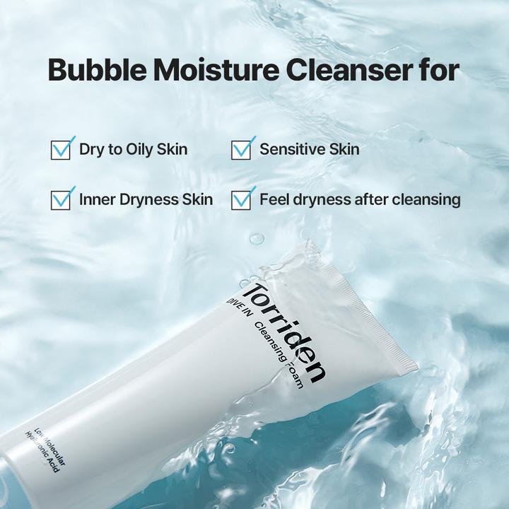 Immagine prodotto Torriden DIVE-IN Schiuma detergente all'acido ialuronico a basso contenuto molecolare (Schiuma, 150 ml)