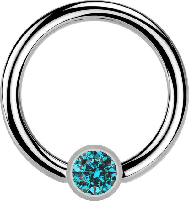 Image du produit Star Piercing Micro Ball Closure anneau argent et cristal aqua (Titane G23, sans laiton)