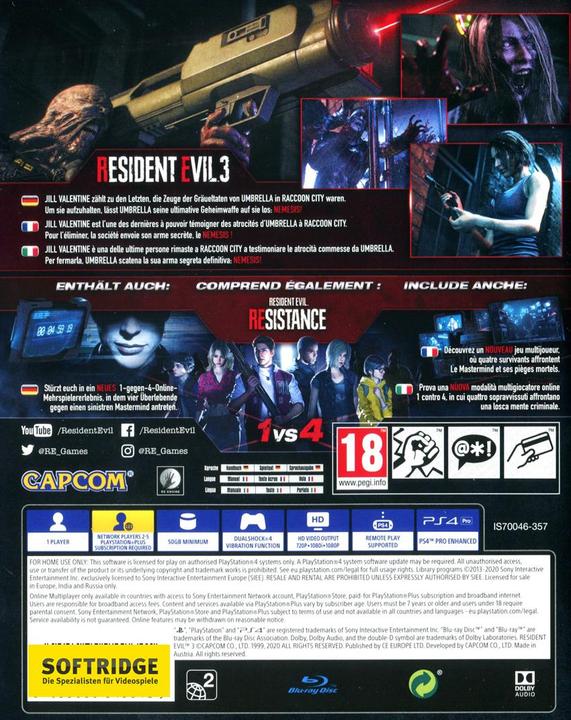 Produktbild Capcom Resident Evil 3 (PS4, DE)