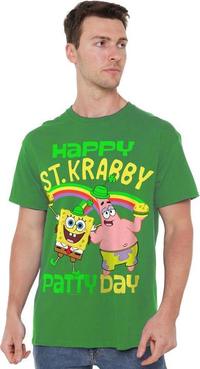 Actual product image Spongebob Squarepants Mens St Krabby Patty Day St Patricks Day T-Shirt (XL)