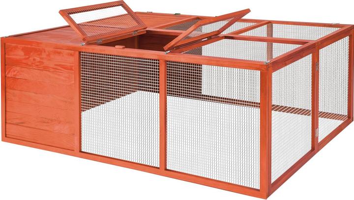 Actual product image tectake Rabbit Run Murphy - wooden, with covered section, roof opening, 159 x 109 x 55 cm