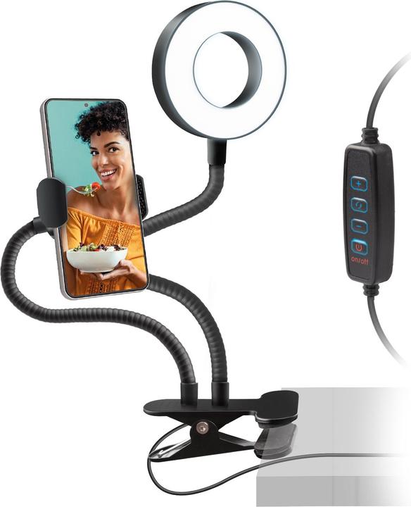 Image du produit SBS Anneau articulé LED avec pince de table (éclairage annulaire)