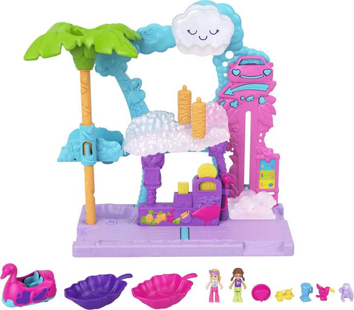 Polly Pocket Pollyville Flamingo-Spass Autowaschanlage
