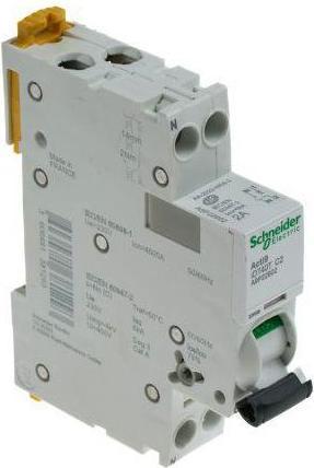 Actual product image Schneider Electric Acti9 iDT40T MCB, 1P+N Poles, 2A Curve C, 230V AC, 6 kA Breaking Capacity, MCB