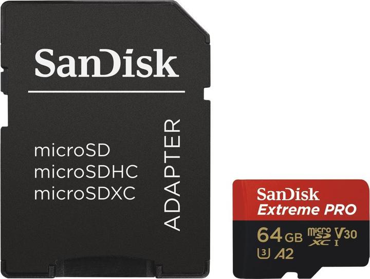 Immagine prodotto SanDisk Extreme Pro microSD A2 (64 GB, microSDXC, U3, UHS-I)