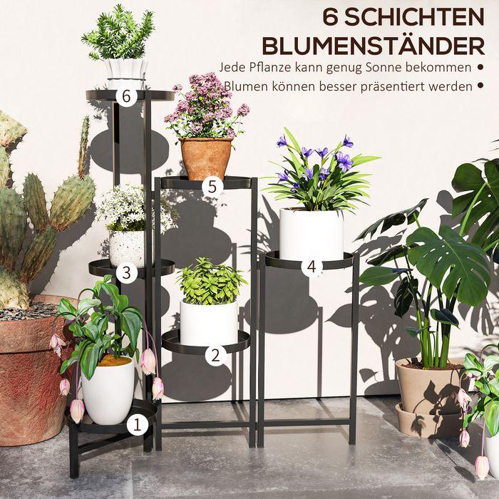 Actual product image Swisshandel24 6-Etagen Pflanzenständer mit Tabletten, klappbar 80cm hoch, Schwarz