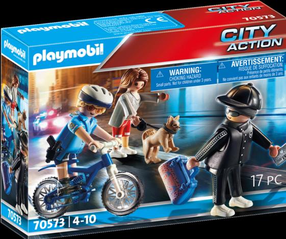 Actual product image Playmobil Police motorbike: pursuit of the money robber (70572, Playmobil City Life)