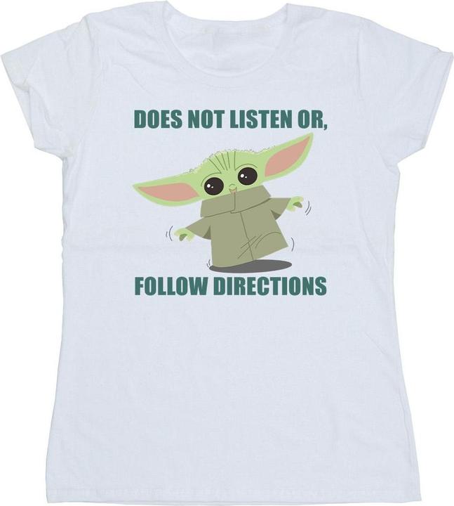 Actual product image Star Wars Womens/Ladies The Mandalorian Grogu Does Not Listen Cotton T-Shirt (S)