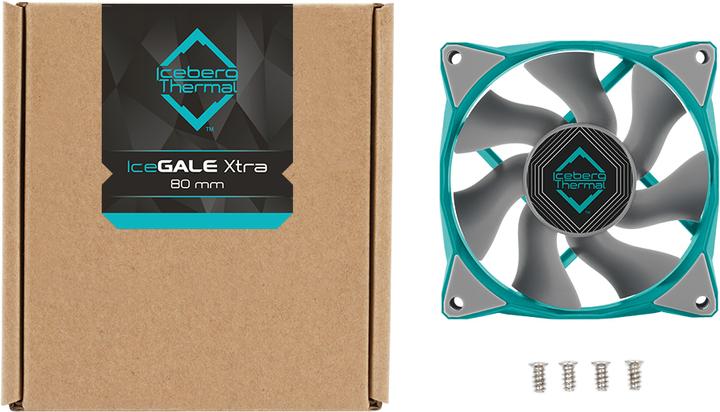 Image du produit Iceberg Thermal IceGALE Xtra Boîtier d'ordinateur Ventilateur 8 cm Turquoise 1 pièce(s) (80 mm, 1 x)