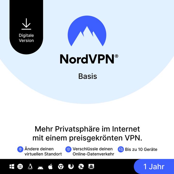 NordVPN Basis - Premium VPN service (1 User, 10 Devices/Users, 12 months)