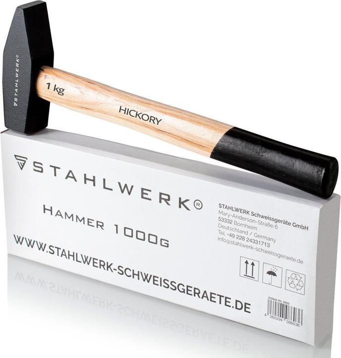 Actual product image Stahlwerk Hammer Locksmith's hammer 1,000 g robust steel head, hickory handle (1000 g)