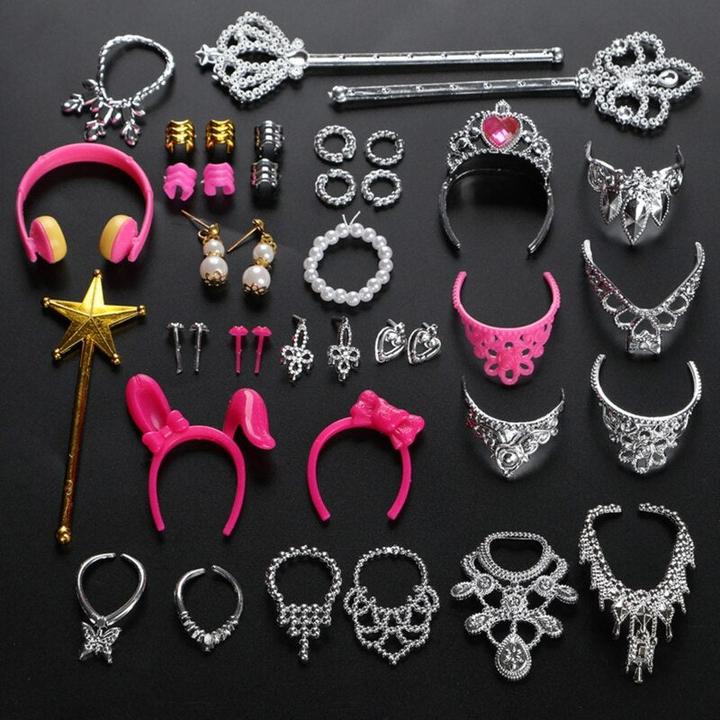 Actual product image Hermex Jewelry set suitable for Barbie doll 38 pieces princesses accessories