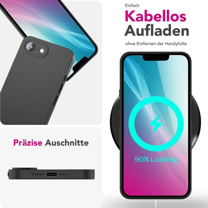Produktbild Nalia Strider - Blackout Look Cover - Ultradünne Silikon Hülle mit Staubschutz Kappen (Apple iPhone 16e)