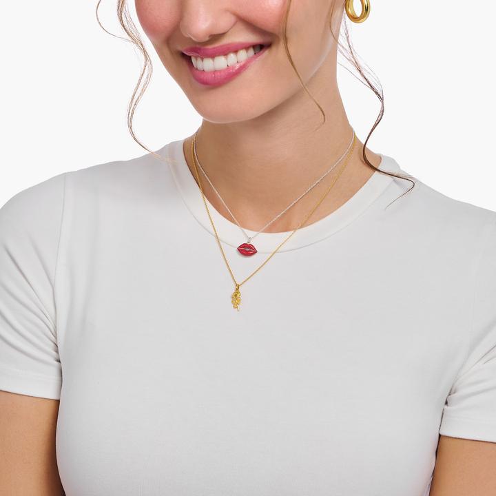 Actual product image Thomas Sabo Gold-plated chain with rose pendant (925 silver, 750 yellow gold gilding, 38 - 45 cm)
