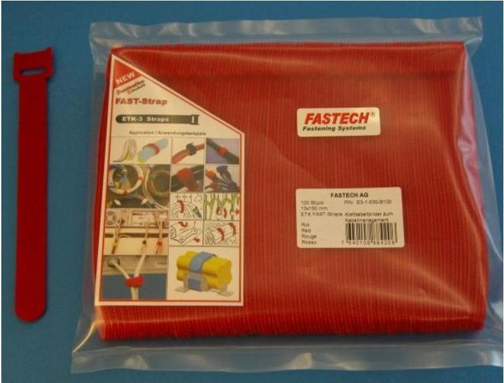 Produktbild Fastech ETK-3-1 Cabel Strap, rot (Klettkabelbinder, 150 mm, 100 Stk.)