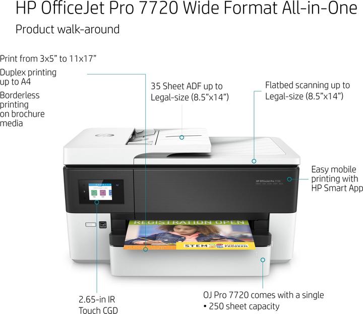 Image du produit HP OfficeJet Pro 7720 (Encre, Couleur)