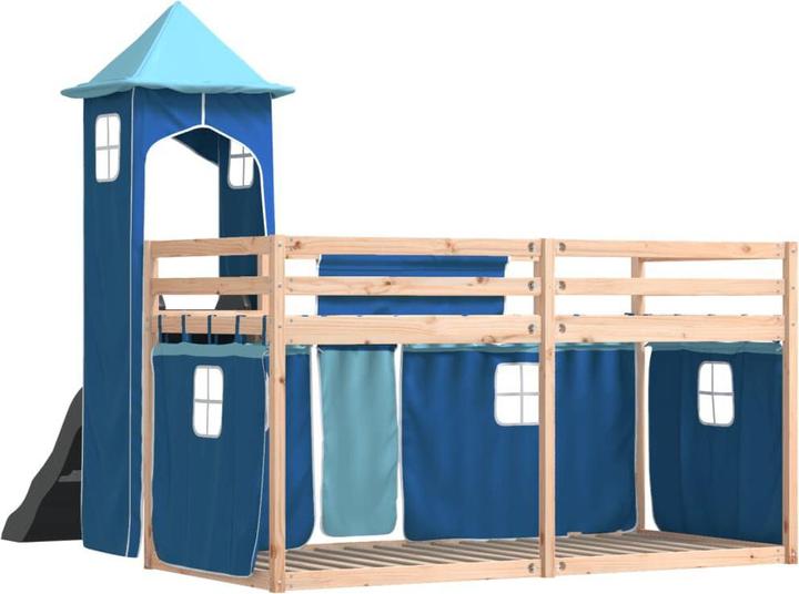 Produktbild VidaXL Etagenbett mit Rutsche und Gardinen (90 x 200 cm)