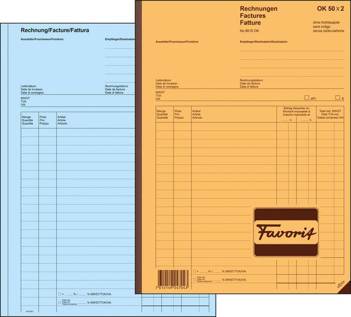 Immagine prodotto Favorit Fatture del libro copia carbone con carta autocopiante (100 x)