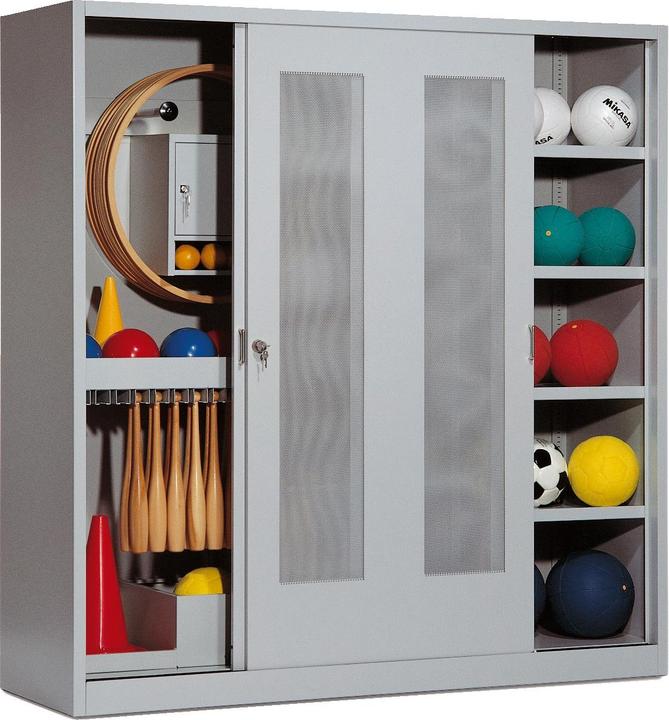 Produktbild C+P Sportgeräteschrank (HxBxT: 195x190x60 cm, mit Lochblech-Schiebetüren, Typ 5)