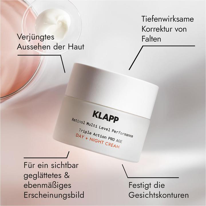 Produktbild Klapp RESIST AGING Retinol Triple Action PRO AGE Day + Night Cream (50 ml, 24h Creme)