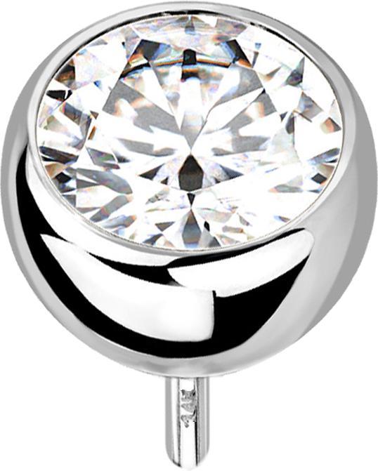 Image du produit Star Piercing Threadless demi-boule en or blanc 14k avec cristal argenté (sans laiton, Or 14k)