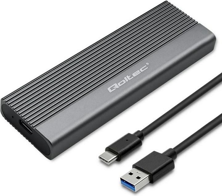 Image du produit Qoltec 52267 Boîtier | Disque SSD M.2 | SATA | NGFF| USB-C | Super vitesse | 2 TB | Gris (M.2)
